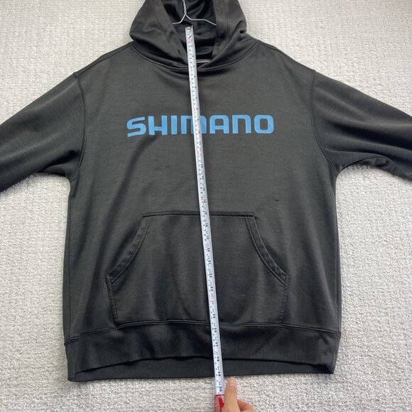 Shimano Cycling / Fishing Outdoors Athletic Hoodie Men Sz L Black w/ Blue Logo** - Picture 10 of 16